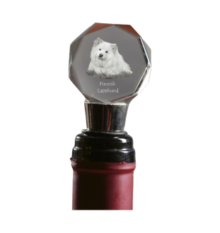 Finnischer Lapphund, Suomenlapinkoira, Lapinkoira - Flaschenverschluss, Weinverschluss aus Kristall mit Foto, personalisiertes Geschenk für Barkeeper der Marke Art-Dog