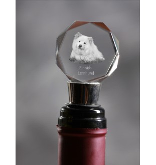 Finnischer Lapphund, Suomenlapinkoira, Lapinkoira - Flaschenverschluss, Weinverschluss aus Kristall mit Foto, personalisiertes Geschenk für Barkeeper der Marke Art-Dog