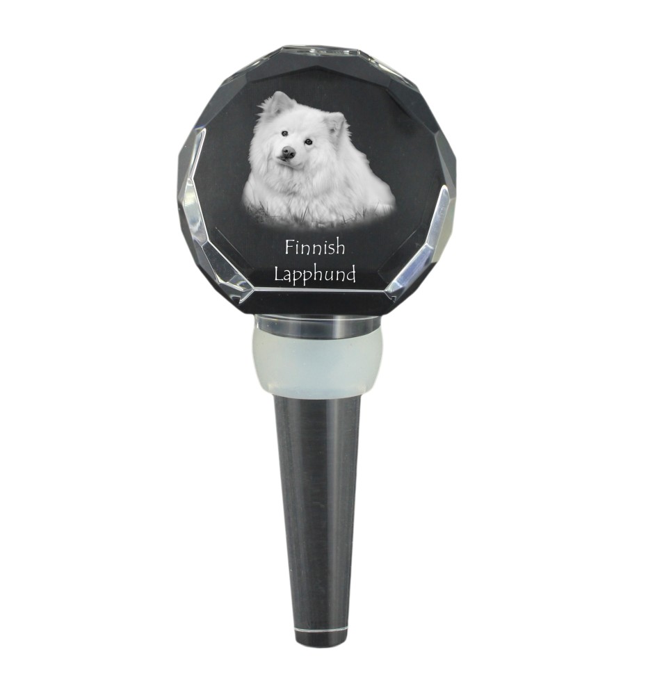 Chien finnois de Laponie, Suomenlapinkoira - Bouchon de bouteille en cristal, bouchon de vin unique avec photo, cadeau personnalisé pour sommelier par la marque Art-Dog
