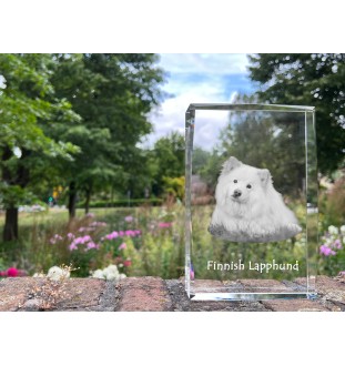 Chien finnois de Laponie, Suomenlapinkoira - cristal avec une photo de chien, photo sous verre, exposition moderne de la marque de photos Art-Dog