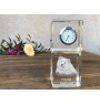 Finnish Lapphund, Finnish Lapponian Dog - crystal clock with a photo, a photo of a dog in crystal, personalized desk clock by Art-Dog brand