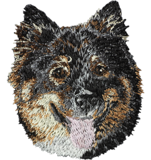 Chien finnois de Laponie, Suomenlapinkoira - écusson en forme de chien, patch brodé, décoration unique pour sac à dos de la marque Art-Dog