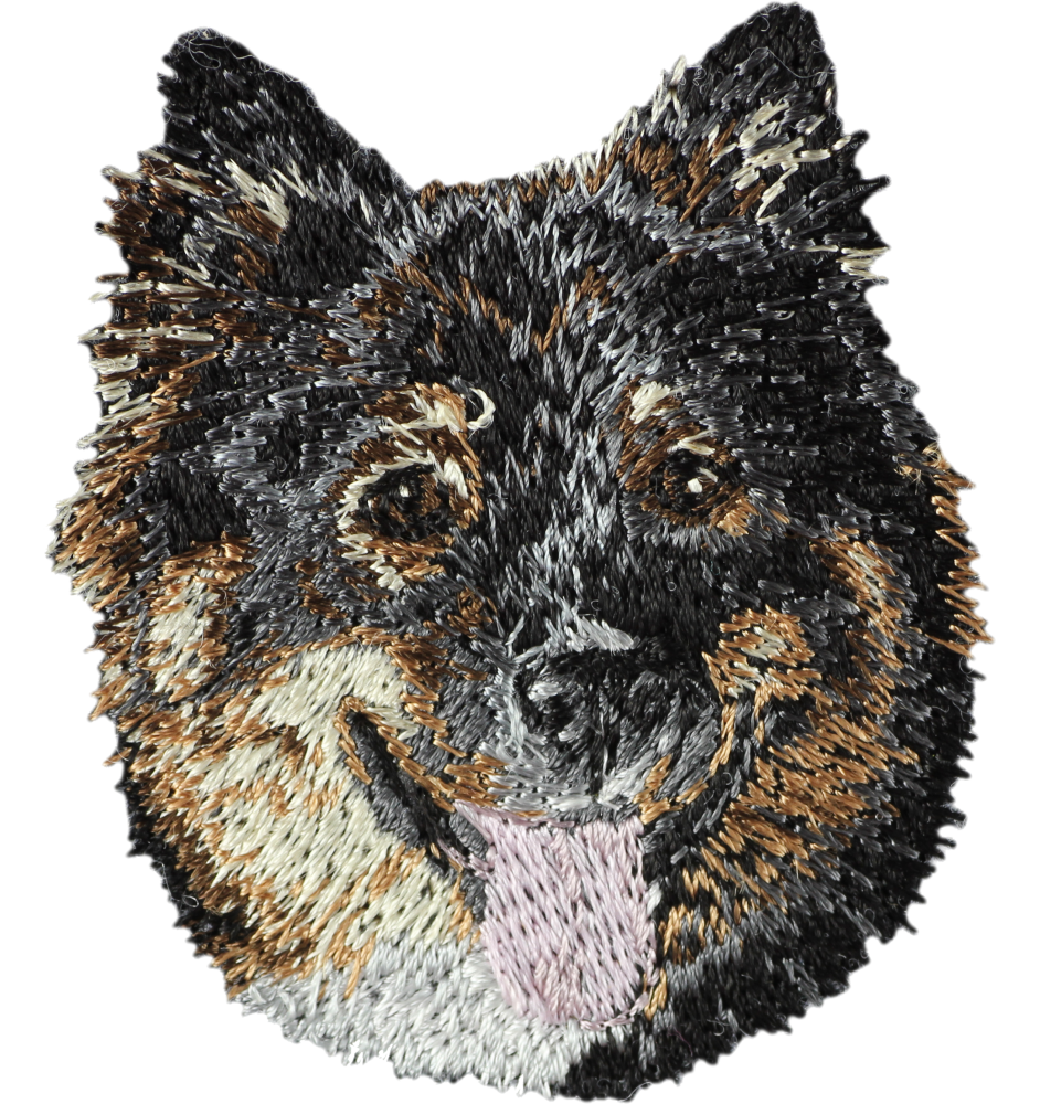 Chien finnois de Laponie, Suomenlapinkoira - écusson en forme de chien, patch brodé, décoration unique pour sac à dos de la marque Art-Dog