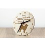 Chien finnois de Laponie, Suomenlapinkoira - horloge avec chien, horloge en bois, horloge murale pour les amoureux des chiens, horloge de bureau et étagère, Art-Dog