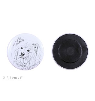 Finnischer Lapphund, Suomenlapinkoira, Lapinkoira Magnet mit einem Hundepfotenabdruck, außergewöhnlich leicht, starker Magnet, handgefertigtes Produkt der Marke Art-Dog