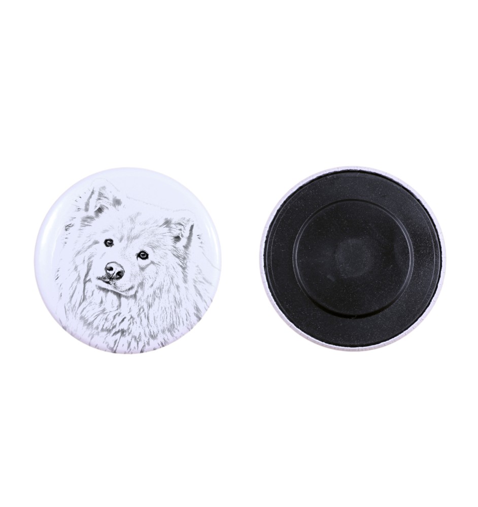 Finnischer Lapphund, Suomenlapinkoira, Lapinkoira Magnet mit einem Hundepfotenabdruck, außergewöhnlich leicht, starker Magnet, handgefertigtes Produkt der Marke Art-Dog