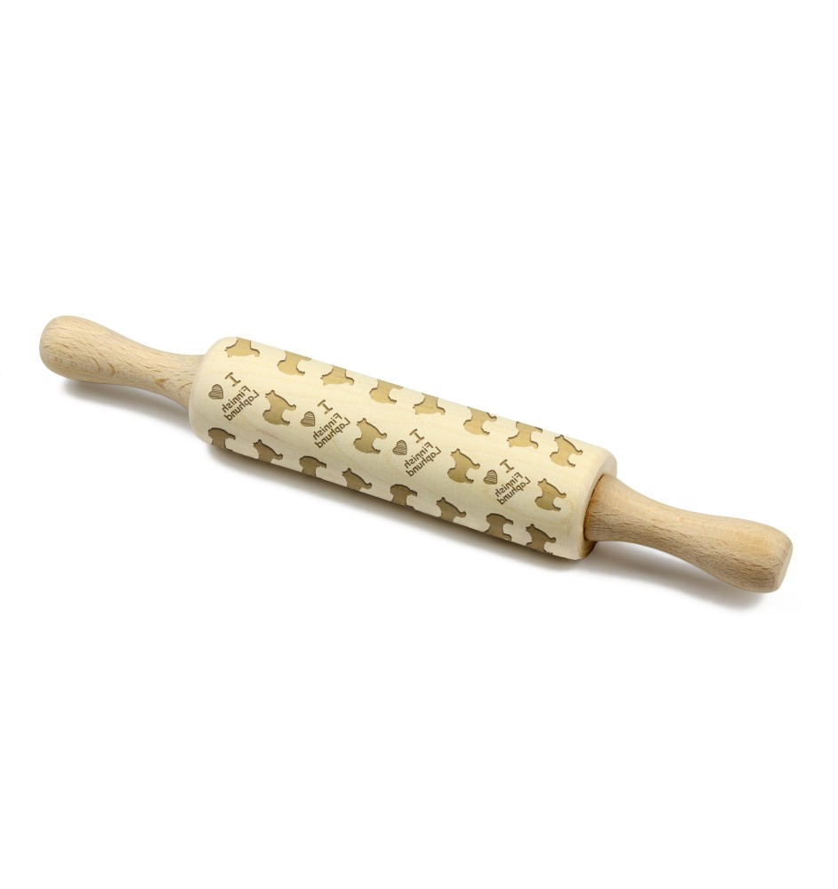 Finnish Lapphund, Finnish Lapponian Dog - small rolling pin with a dog, patterned dough roller, gadget for ceramicists from the Art-Dog brand