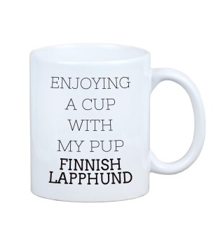 Chien finnois de Laponie, Suomenlapinkoira - tasse avec une photo et un motif de chien géométrique Art-Dog