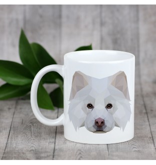 Chien finnois de Laponie, Suomenlapinkoira - tasse avec une photo et un motif de chien géométrique Art-Dog
