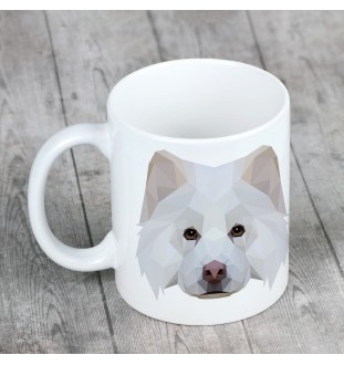 Finnischer Lapphund, Suomenlapinkoira, Lapinkoira - Becher mit einem Bild und dem Schriftzug geometrischer Hund Art-Dog