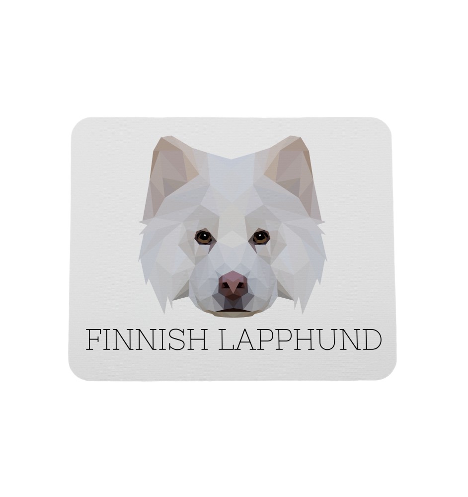 Finnischer Lapphund, Suomenlapinkoira, Lapinkoira - geometrisches Mauspad mit Bild und Aufschrift von Art-Dog
