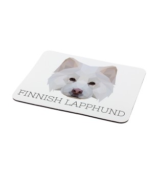Finnischer Lapphund, Suomenlapinkoira, Lapinkoira - geometrisches Mauspad mit Bild und Aufschrift von Art-Dog