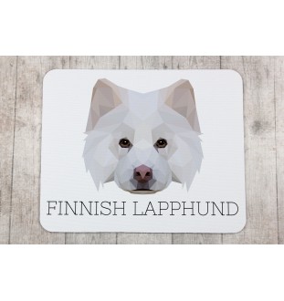 Chien finnois de Laponie, Suomenlapinkoira - tapis de souris géométrique avec photo et inscription Art-Dog