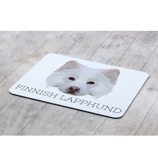 Finnischer Lapphund, Suomenlapinkoira, Lapinkoira - geometrisches Mauspad mit Bild und Aufschrift von Art-Dog