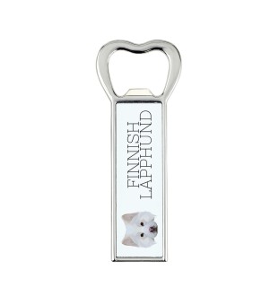 Finnish Lapphund, Finnish Lapponian Dog - bottle opener with a picture and inscription for beer by Art-Dog