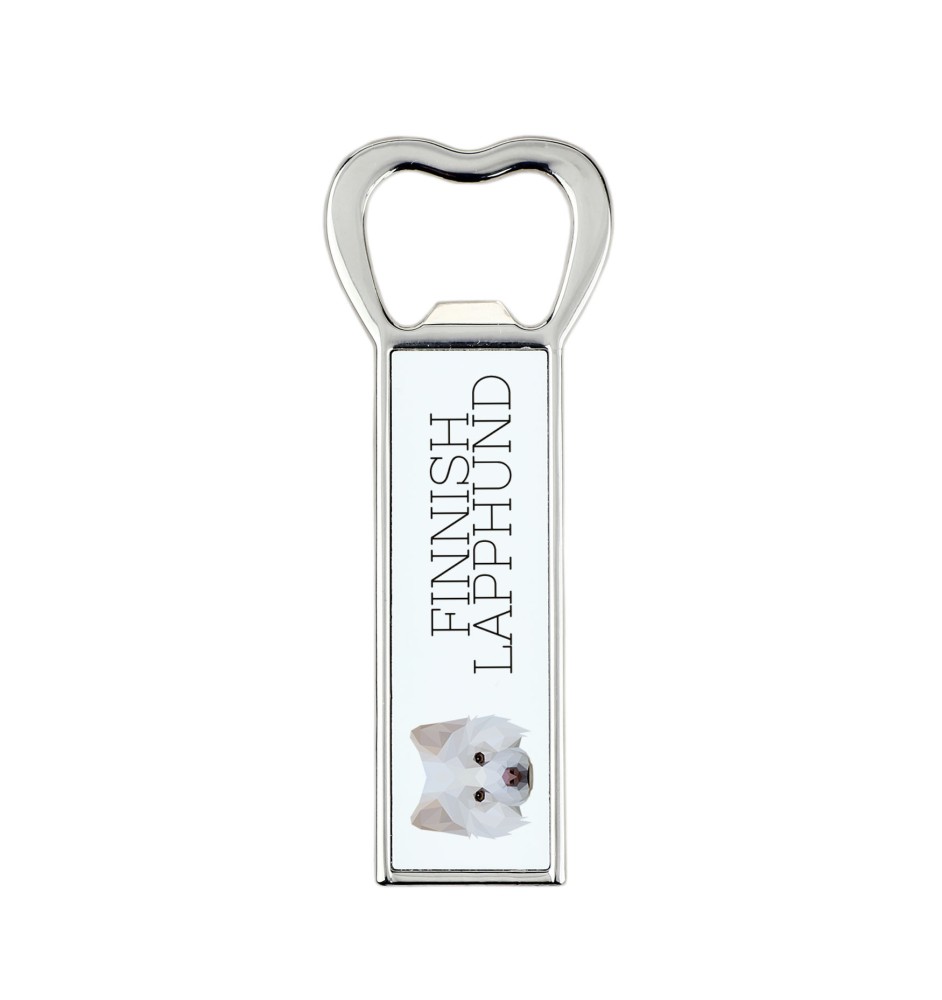 Finnish Lapphund, Finnish Lapponian Dog - bottle opener with a picture and inscription for beer by Art-Dog