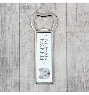 Finnish Lapphund, Finnish Lapponian Dog - bottle opener with a picture and inscription for beer by Art-Dog