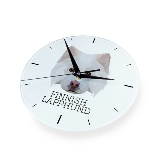 Finnish Lapphund, Finnish Lapponian Dog - geometric wall clock with a picture and the brand name Art-Dog
