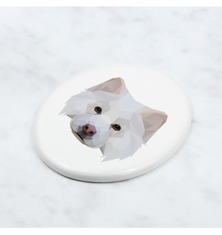 Finnish Lapphund, Finnish Lapponian Dog - a plate with a geometric design and the brand name Art-Dog