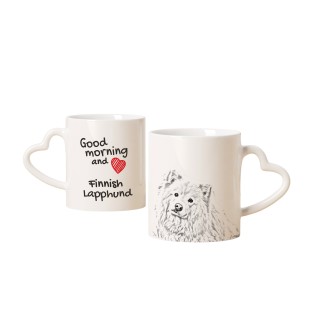 Chien finnois de Laponie, Suomenlapinkoira - tasse avec chien, une tasse adorable avec une anse en forme de cœur, un cadeau universel de la marque Art-Dog