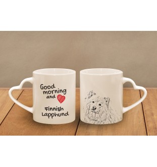Finnish Lapphund, Finnish Lapponian Dog - cup with a dog, adorable cup with a heart-shaped handle, universal gift from the Art-Dog brand