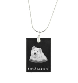 Finnish Lapphund, Finnish Lapponian Dog - Crystal pendant with dog, silver necklace with photo, personalised pendant by Art-Dog brand