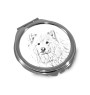 Finnischer Lapphund, Suomenlapinkoira, Lapinkoira - Taschenspiegel mit Hund, personalisierter Taschenspiegel, kompakter Spiegel mit Art-Dog-Logo