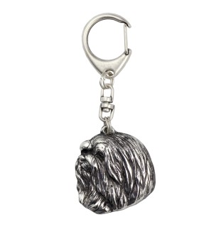 Havanese, Havanese Cuban Bichon, Bichón Havanés - Silver-plated key ring with dog, handbag decoration, backpack pendant by Art-Dog brand