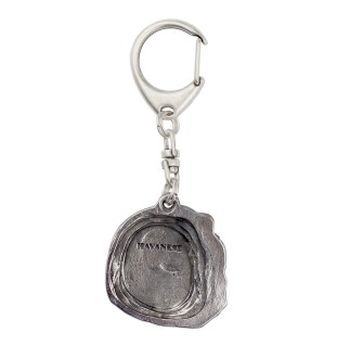 Havanese, Havanese Cuban Bichon, Bichón Havanés - Silver-plated key ring with dog, handbag decoration, backpack pendant by Art-Dog brand