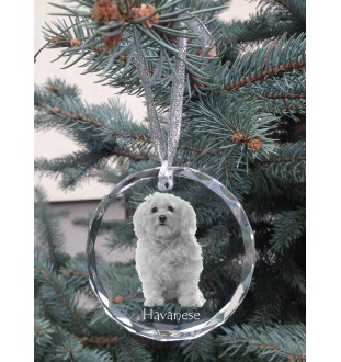 Havanese, Havanese Cuban Bichon, Bichón Havanés - crystal bauble with a photo, dog photo in crystal, personalized Christmas tree ornament by Art-Dog brand