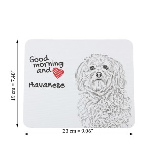 Havaneser, Bichon Havanais, Bichón Habanero - Mauspad mit Druck, personalisiertes Mauspad mit Hund, einzigartiges Gadget für Büroangestellte von Art-Dog.