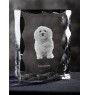 Havanese, Havanese Cuban Bichon, Bichón Havanés - crystal with a picture of a dog, glass statuette with a picture, unique frame with a picture from Art-Dog brand