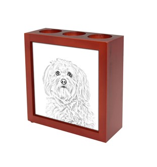 Havaneser, Bichon Havanais, Bichón Habanero - Stifthalter mit Hund, Schreibtischorganizer mit Aufdruck, personalisierte Schreibtischdekoration der Marke Art-Dog