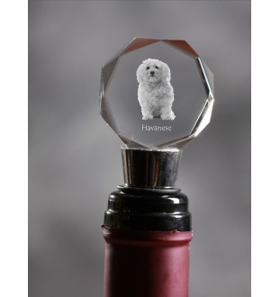 Havanese, Havanese Cuban Bichon, Bichón Havanés - Bottle stopper, crystal wine stopper with photo, personalised gift for bartender by Art-Dog brand