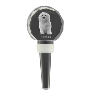 Havanese, Havanese Cuban Bichon, Bichón Havanés - Crystal bottle stopper, unique wine stopper with photo, personalised gift for sommelier by Art-Dog brand