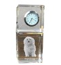 Havanese, Havanese Cuban Bichon, Bichón Havanés - crystal clock with a photo, a photo of a dog in crystal, personalized desk clock by Art-Dog brand