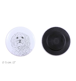 Bichon havanais - aimant avec un œil de chien, exceptionnellement léger, aimant puissant, produit fabriqué à la main par la marque Art-Dog