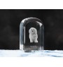 Havanese, Havanese Cuban Bichon, Bichón Havanés - crystal cube with a photo, photo of a dog in crystal, cubic paperweight from Art-Dog brand