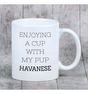 Bichon havanais - tasse avec une photo et un motif de chien géométrique Art-Dog