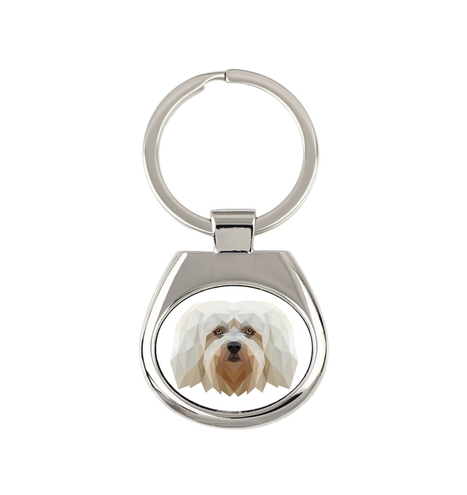 Havaneser, Bichon Havanais, Bichón Habanero - geometrischer Schlüsselanhänger mit Foto und Aufschrift Art-Dog