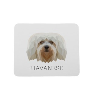 Bichon havanais - tapis de souris géométrique avec photo et inscription Art-Dog