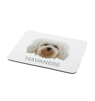 Bichon havanais - tapis de souris géométrique avec photo et inscription Art-Dog