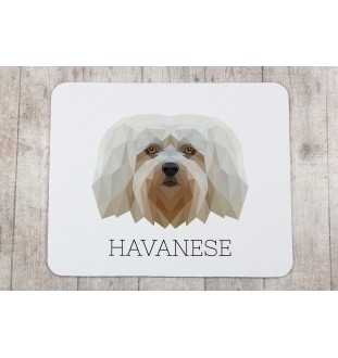 Havaneser, Bichon Havanais, Bichón Habanero - geometrisches Mauspad mit Bild und Aufschrift von Art-Dog