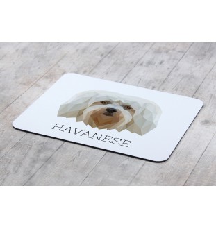 Havaneser, Bichon Havanais, Bichón Habanero - geometrisches Mauspad mit Bild und Aufschrift von Art-Dog