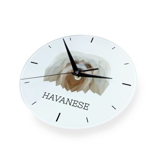 Bichon havanais - horloge murale géométrique avec photo et logo de la marque Art-Dog