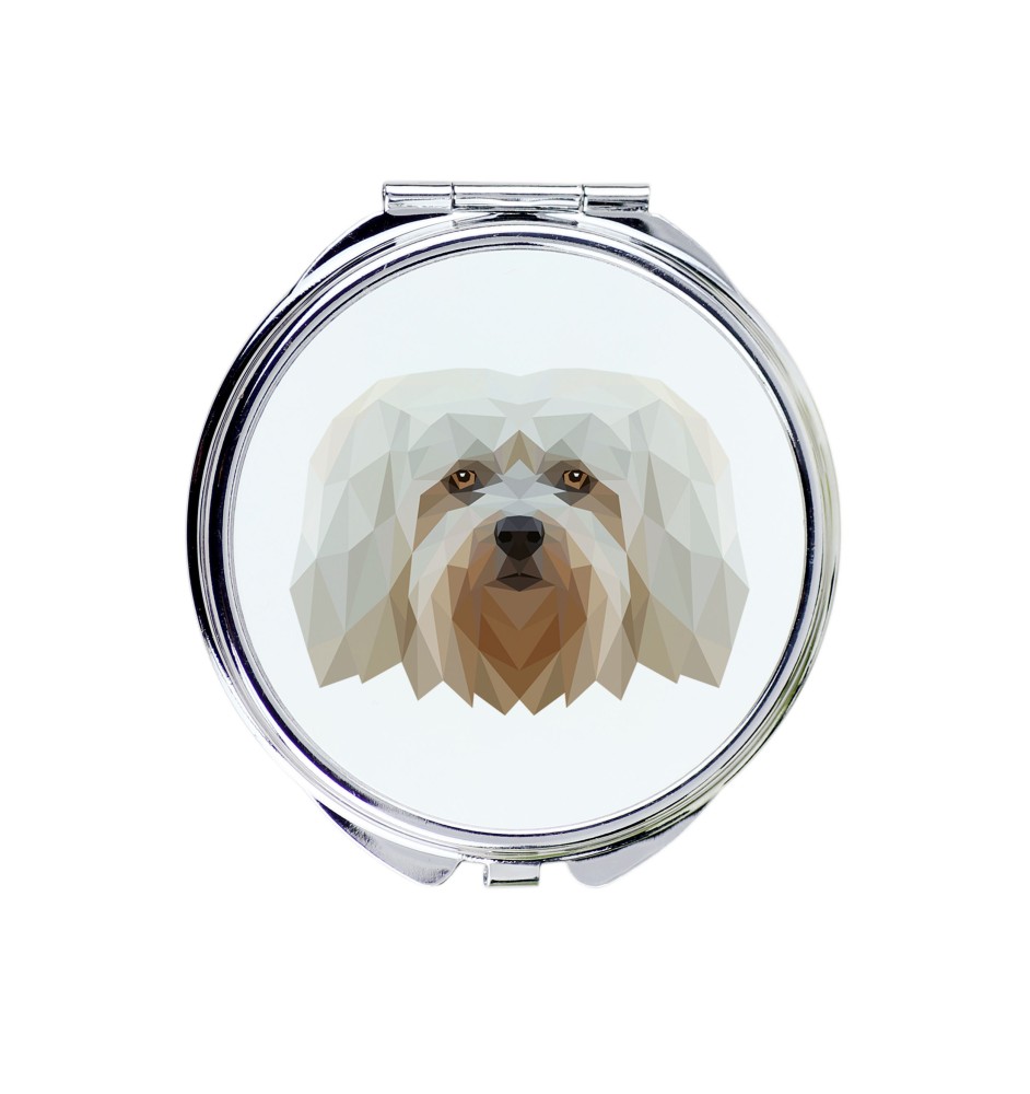 Havaneser, Bichon Havanais, Bichón Habanero - Spiegel mit Foto und geometrischem Aufdruck der Marke Art-Dog
