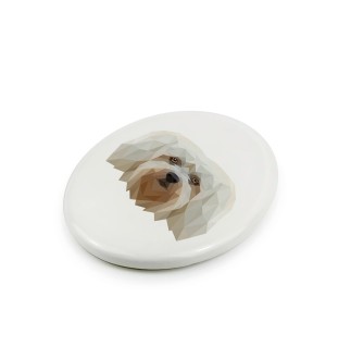 Havanese, Havanese Cuban Bichon, Bichón Havanés - a plate with a geometric design and the brand name Art-Dog