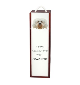 Bichon havanais - une boîte géométrique avec une photo et un texte pour le vin de la marque Art-Dog