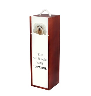 Bichon havanais - une boîte géométrique avec une photo et un texte pour le vin de la marque Art-Dog