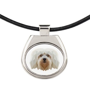 Havaneser, Bichon Havanais, Bichón Habanero - Halskette mit einem Foto und einem geometrischen Schriftzug der Marke Art-Dog